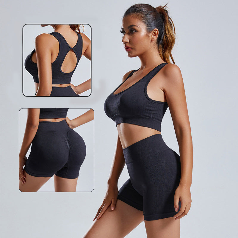 2pcs Yoga Set Women's Vest And Shorts Tracksuit Seamless Workout Sportswear Gym Clothing High Waist Leggings Fitness Sports Suits Yoga Pants fashion novaa