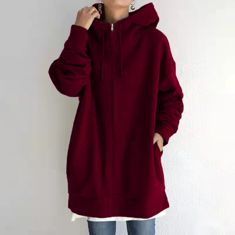 Women's Fuzzy Hoodies Long Sport Pullover Hoodie Full-Zip Hoodie Sweatshirt Trench Coat fashion novaa