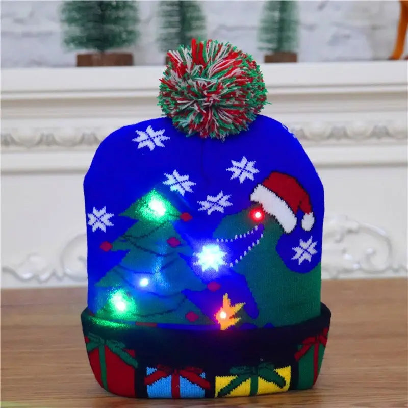 LED Christmas Hat Sweater Knitted Beanie Christmas Light Up Knitted Hat Christmas Gift Kids Xmas New Year Decorations Trending Products fashion novaa