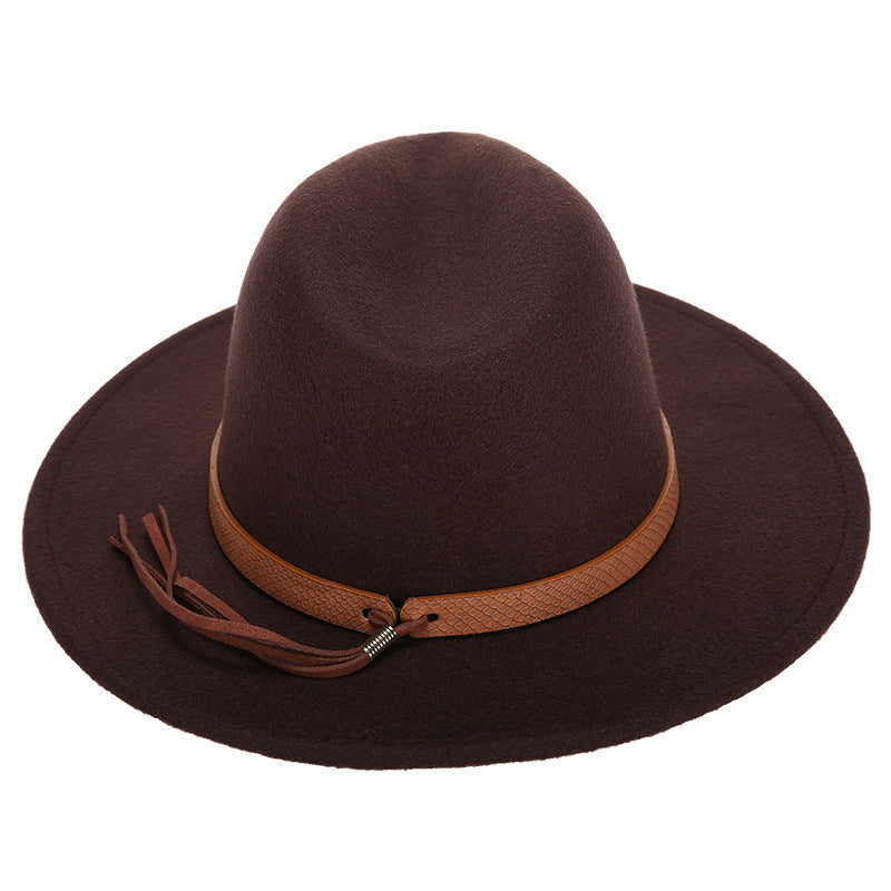 Woolen Jazz Hat Fashion Female Hat Top Hat Jazz Hat VISMERA Coffee