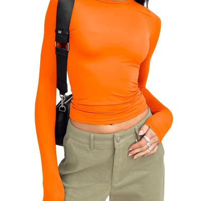 Women's Clothing Fashion Slim Long-sleeved Pullovers Tops Solid Causal Fit Shirts dress fashion novaa