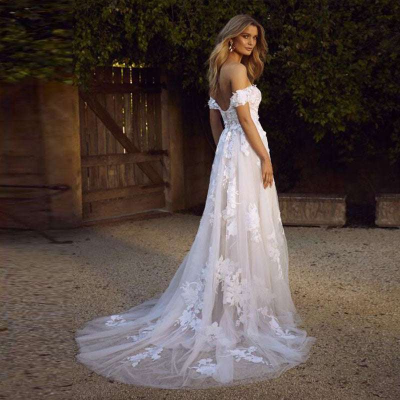 Lace Wedding Dresses Off The Shoulder Appliques A-Line Bride Dress Princess Wedding Gown Bridal Dress Wedding Dresses fashion novaa