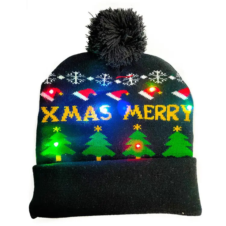 LED Christmas Hat Sweater Knitted Beanie Christmas Light Up Knitted Hat Christmas Gift Kids Xmas New Year Decorations Trending Products fashion novaa