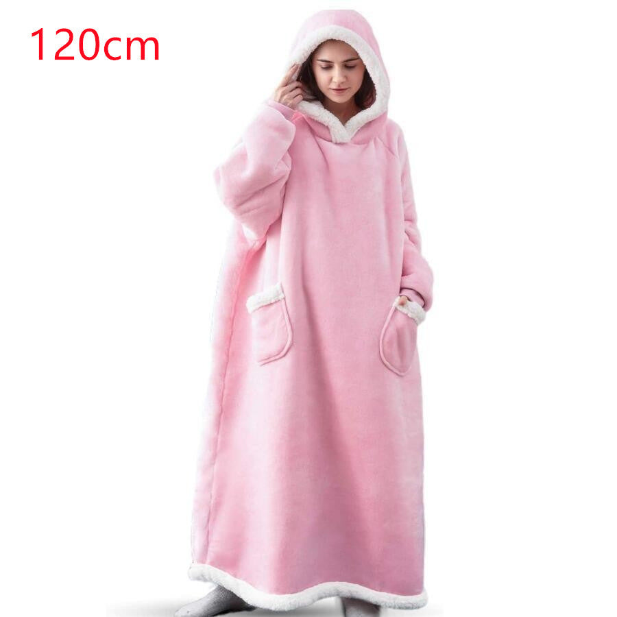 Winter TV Hoodie Blanket Winter Warm Home Clothes Women Men Oversized Pullover With Pockets dress fashion novaa 120cm pink One Size
