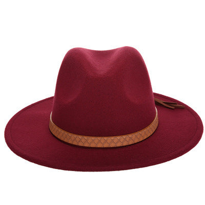 Woolen Jazz Hat Fashion Female Hat Top Hat Jazz Hat VISMERA Claret