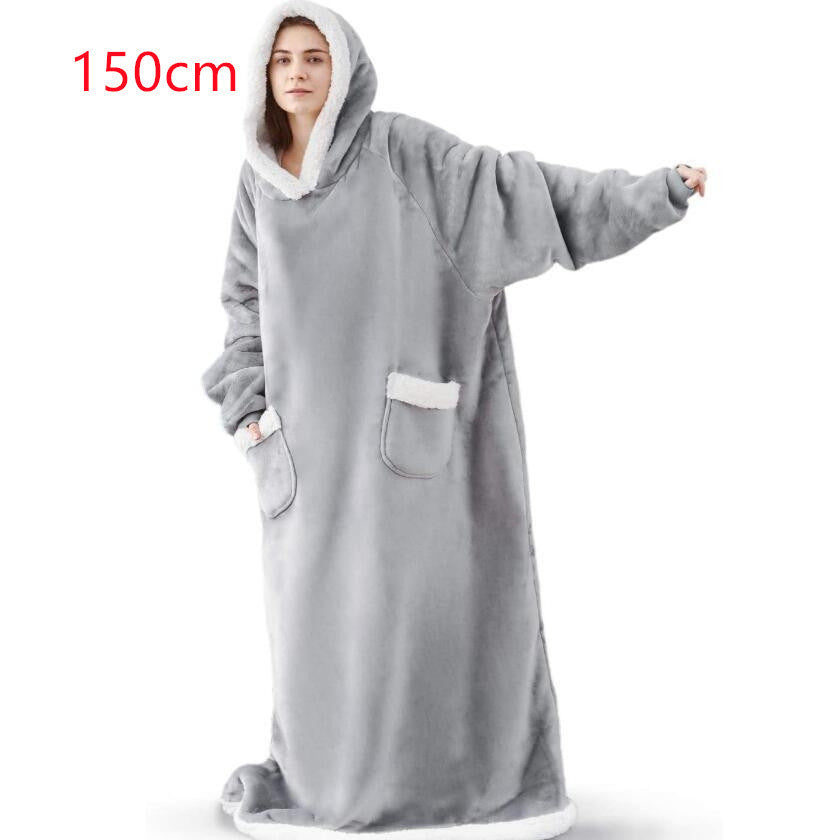 Winter TV Hoodie Blanket Winter Warm Home Clothes Women Men Oversized Pullover With Pockets dress fashion novaa 150cm grey One Size