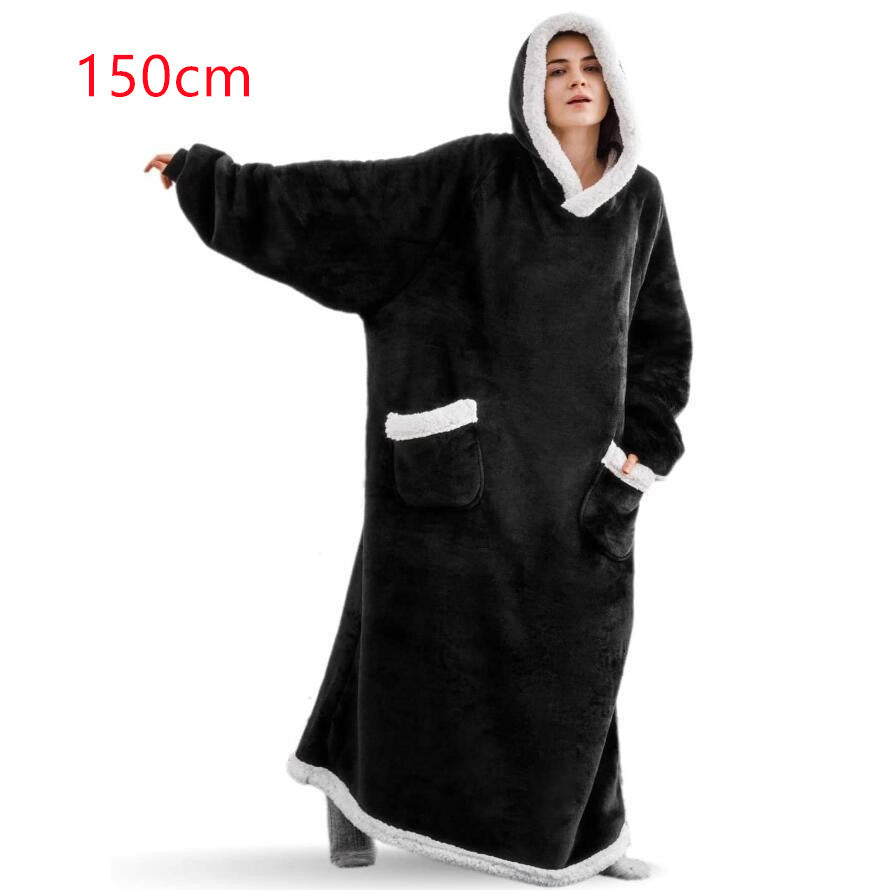 Winter TV Hoodie Blanket Winter Warm Home Clothes Women Men Oversized Pullover With Pockets dress fashion novaa 150cm black One Size