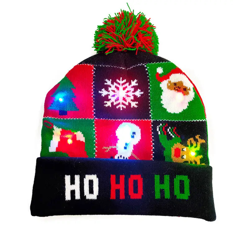 LED Christmas Hat Sweater Knitted Beanie Christmas Light Up Knitted Hat Christmas Gift Kids Xmas New Year Decorations Trending Products fashion novaa