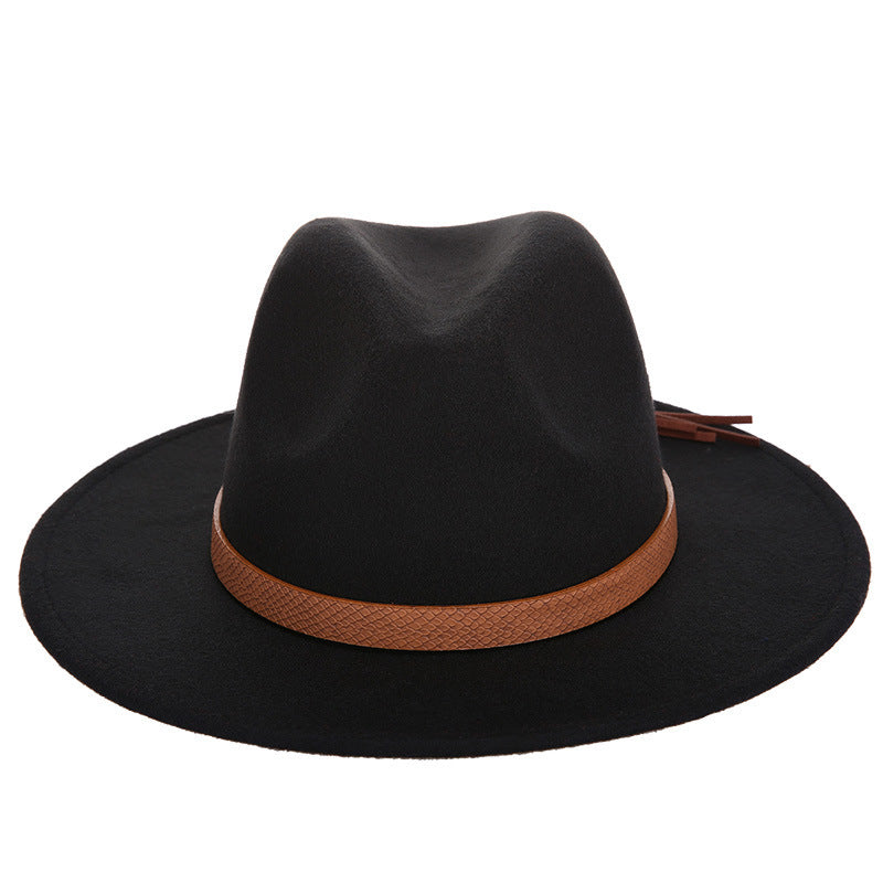 Woolen Jazz Hat Fashion Female Hat Top Hat Jazz Hat VISMERA Black
