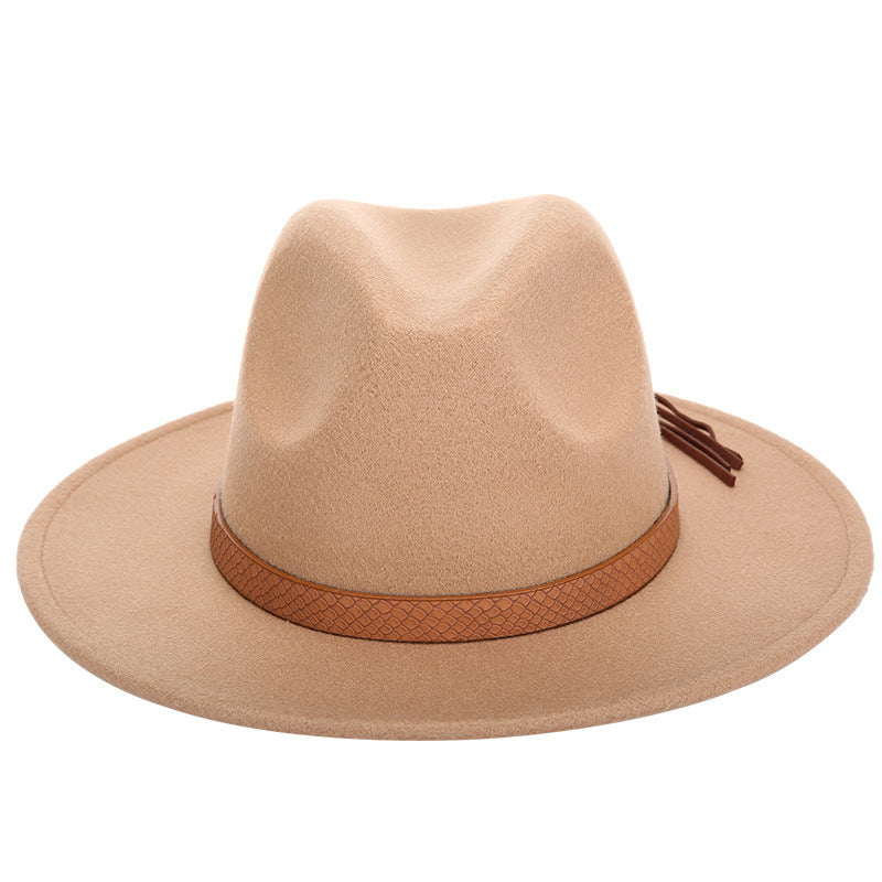 Woolen Jazz Hat Fashion Female Hat Top Hat Jazz Hat VISMERA Khaki