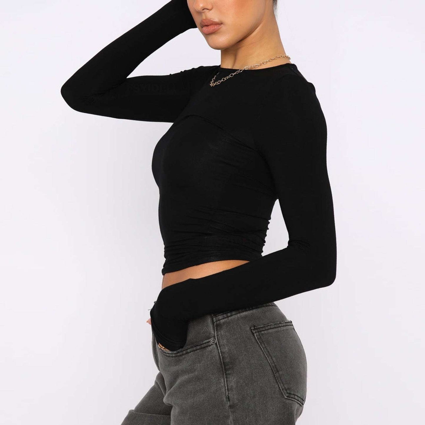 Women's Clothing Fashion Slim Long-sleeved Pullovers Tops Solid Causal Fit Shirts dress fashion novaa
