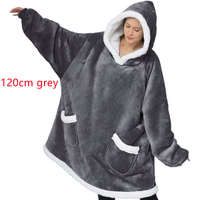 Winter TV Hoodie Blanket Winter Warm Home Clothes Women Men Oversized Pullover With Pockets dress fashion novaa 120cm grey One Size