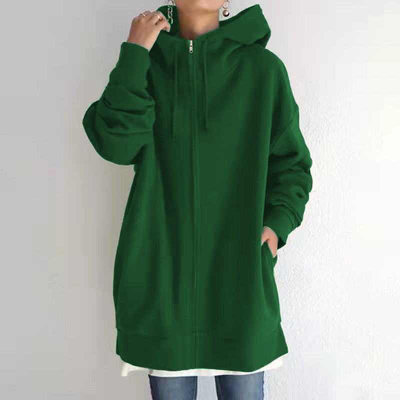 Women's Fuzzy Hoodies Long Sport Pullover Hoodie Full-Zip Hoodie Sweatshirt Trench Coat fashion novaa Dark green 3XL