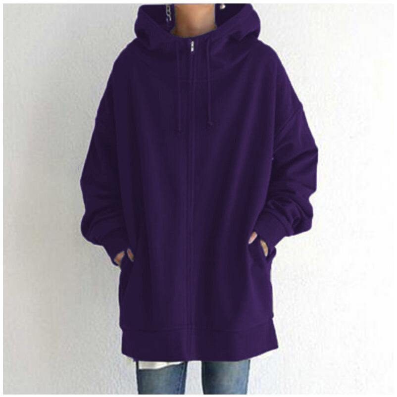 Women's Fuzzy Hoodies Long Sport Pullover Hoodie Full-Zip Hoodie Sweatshirt Trench Coat fashion novaa