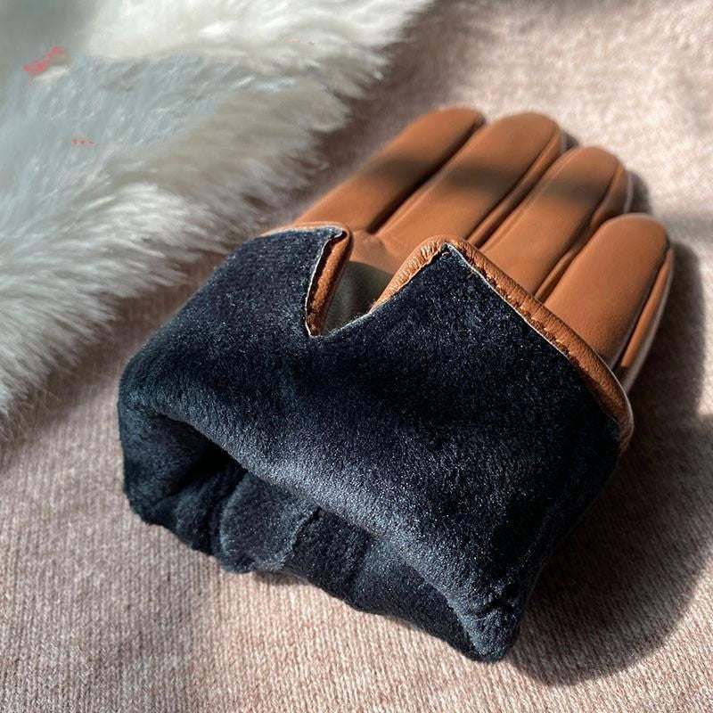 Gloves Women's Winter Warm Plus Fleece Gloves PU Gloves Women's VISMERA