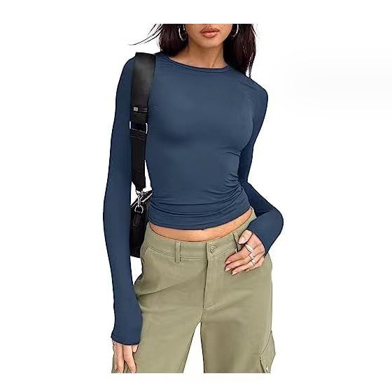 Women's Clothing Fashion Slim Long-sleeved Pullovers Tops Solid Causal Fit Shirts dress fashion novaa Color191 L