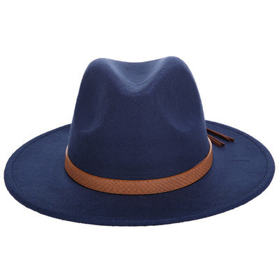 Woolen Jazz Hat Fashion Female Hat Top Hat Jazz Hat VISMERA Cyan
