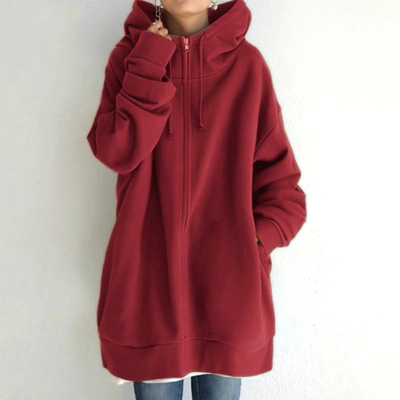 Women's Fuzzy Hoodies Long Sport Pullover Hoodie Full-Zip Hoodie Sweatshirt Trench Coat fashion novaa