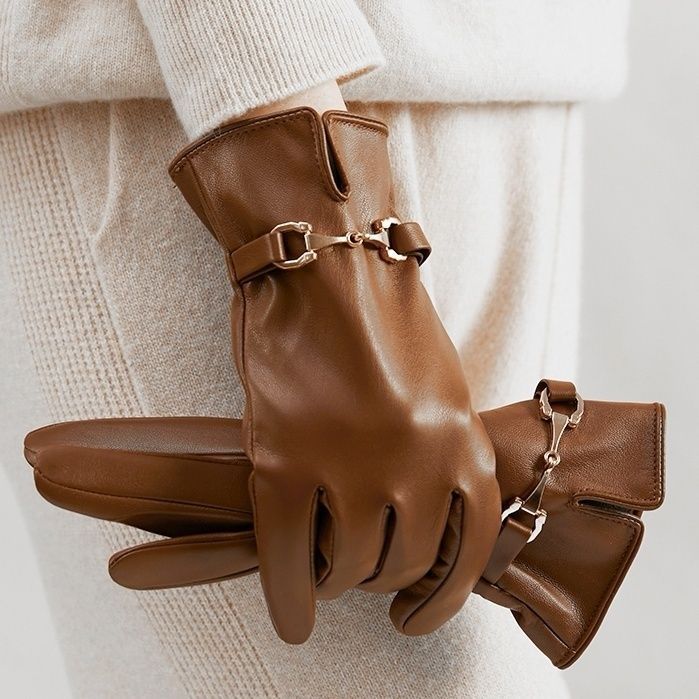Gloves Women's Winter Warm Plus Fleece Gloves PU Gloves Women's VISMERA