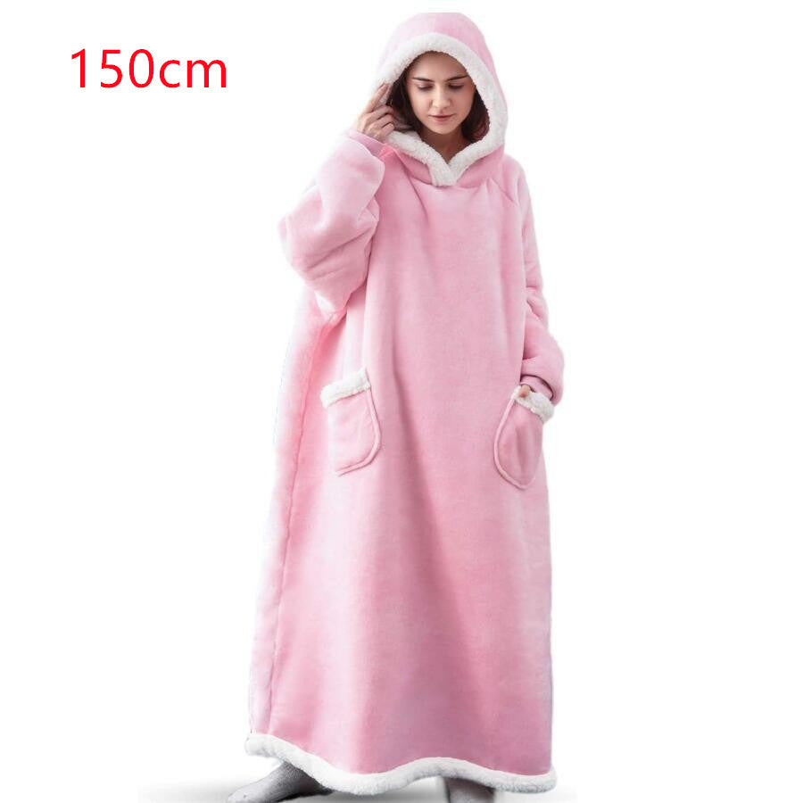 Winter TV Hoodie Blanket Winter Warm Home Clothes Women Men Oversized Pullover With Pockets dress fashion novaa 150cm pink One Size