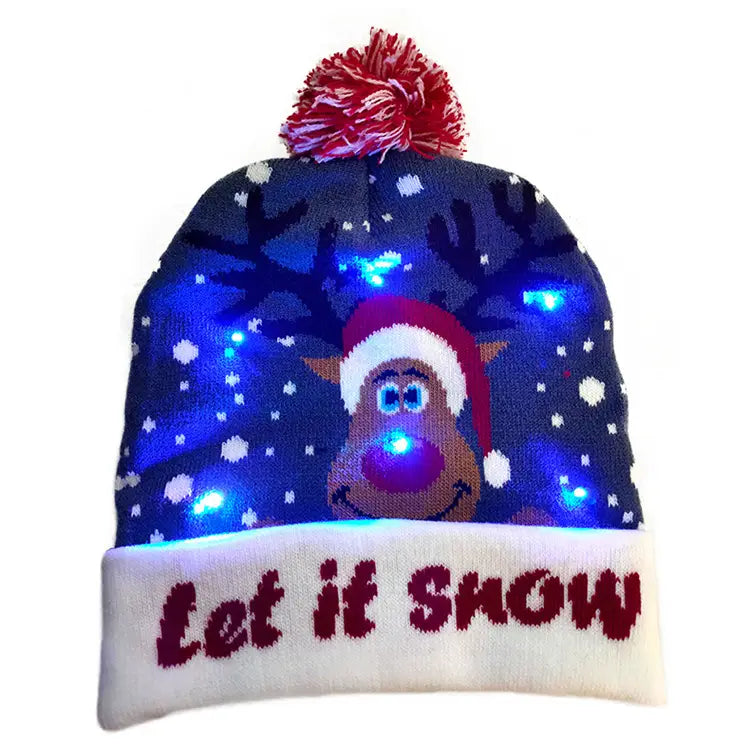 LED Christmas Hat Sweater Knitted Beanie Christmas Light Up Knitted Hat Christmas Gift Kids Xmas New Year Decorations Trending Products fashion novaa