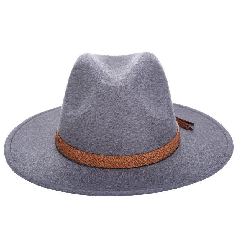 Woolen Jazz Hat Fashion Female Hat Top Hat Jazz Hat VISMERA gray