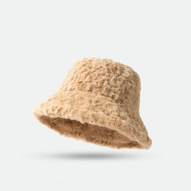 Lambswool Fisherman Hat Winter Warm Fashionable Solid Color Hats For Women hat VISMERA Camel 56to59CM