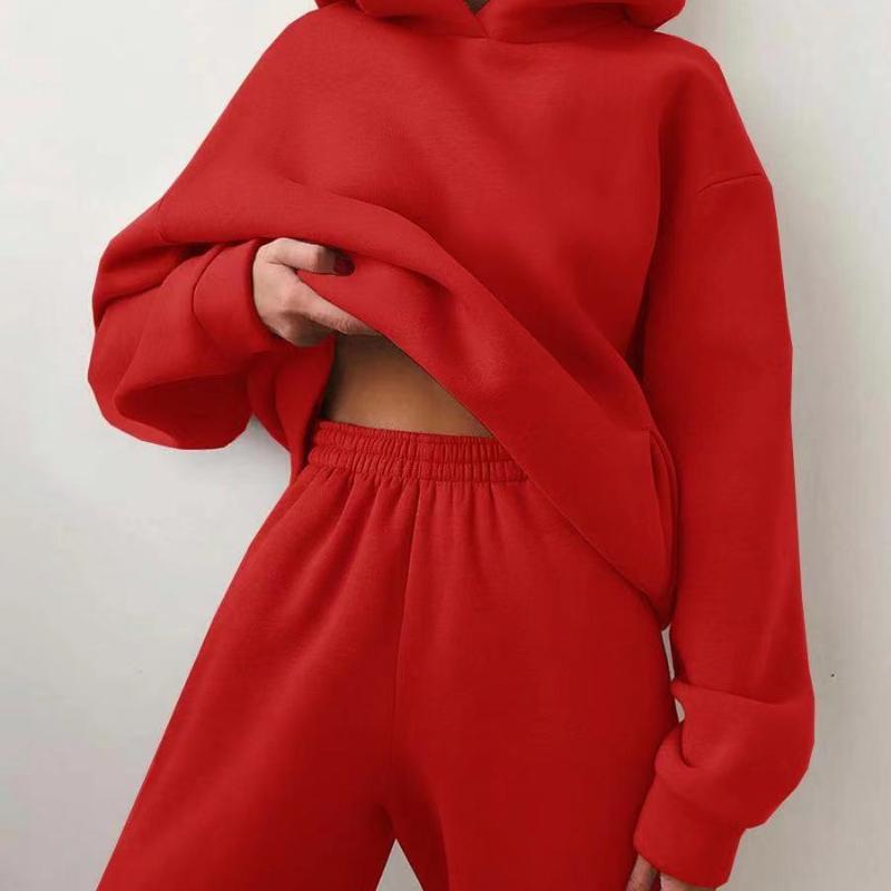 Women's Casual Hooded Sweater Two-piece Suit Clothes Hoodie Tracksuit Trench Coat fashion novaa