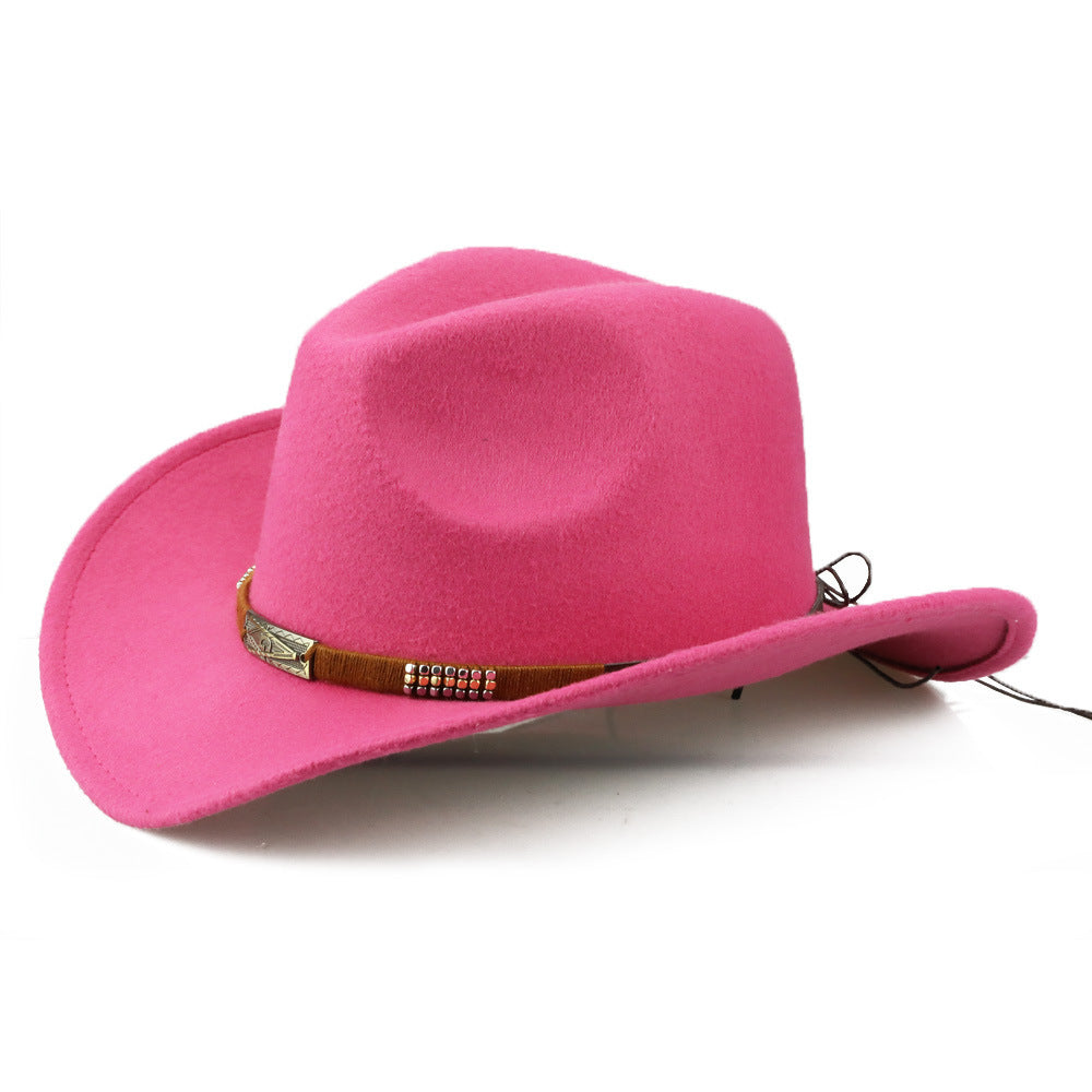 Fashion Personality Hot Selling Woolen Denim Hat hat VISMERA Rose red 56to58cm
