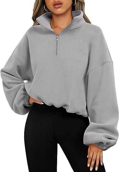 Loose Sport Pullover Hoodie Women Winter Solid Color Zipper Stand Collar Sweatshirt Thick Warm Clothing Trench Coat fashion novaa Grey L