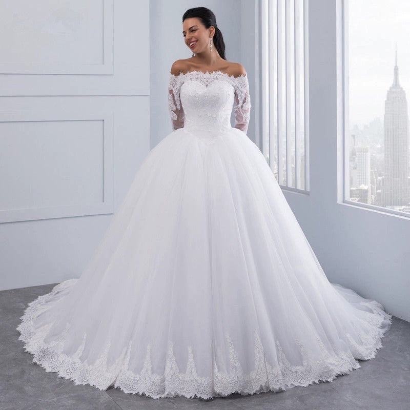 Wedding Bridal Wedding Lace Large Tail Wedding Dresses fashion novaa
