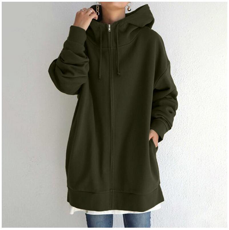 Women's Fuzzy Hoodies Long Sport Pullover Hoodie Full-Zip Hoodie Sweatshirt Trench Coat fashion novaa