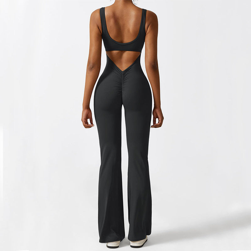 Women Sleeveless Flare Jumpsuits Fitness Yoga Long Pants Yoga Pants fashion novaa