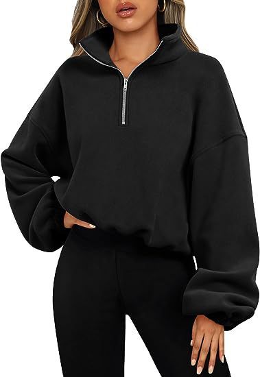 Loose Sport Pullover Hoodie Women Winter Solid Color Zipper Stand Collar Sweatshirt Thick Warm Clothing Trench Coat fashion novaa Black L