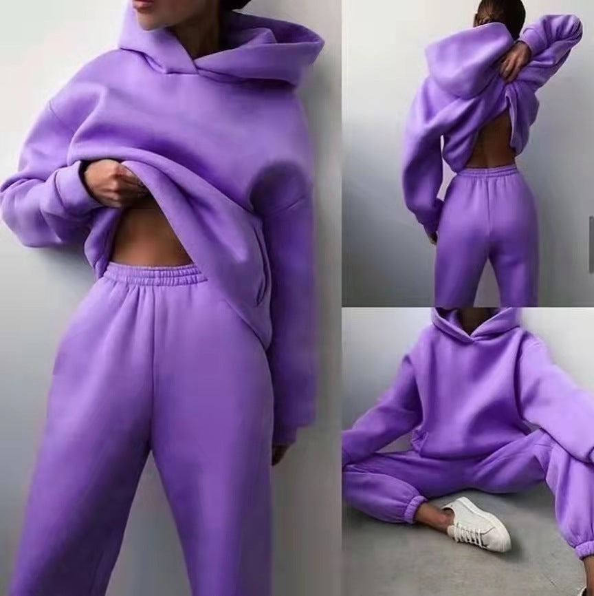 Women's Casual Hooded Sweater Two-piece Suit Clothes Hoodie Tracksuit Trench Coat fashion novaa