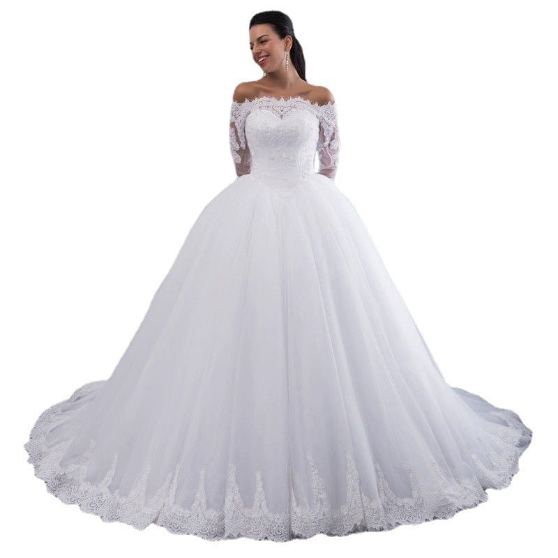 Wedding Bridal Wedding Lace Large Tail Wedding Dresses fashion novaa