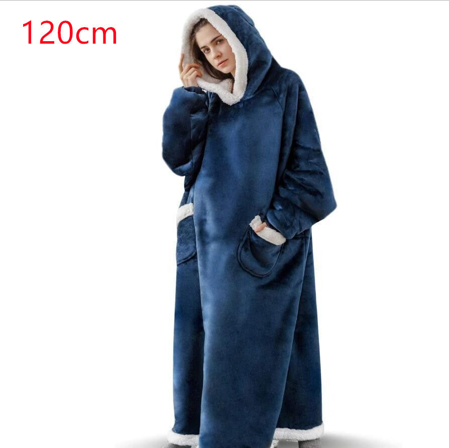 Winter TV Hoodie Blanket Winter Warm Home Clothes Women Men Oversized Pullover With Pockets dress fashion novaa 120cm navy blue One Size