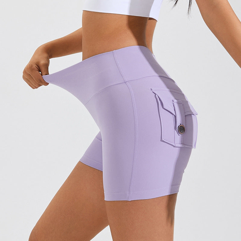High Waist Hip Lifting Shorts With Pockets Quick Dry Yoga Fitness Sports Pants Summer Women Clothes Yoga Pants fashion novaa