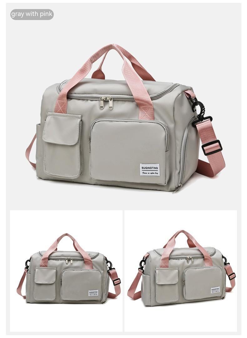 Fashion Sports Gym Bag Casual Yoga Large Capacity bag fashion novaa Gray With Pink