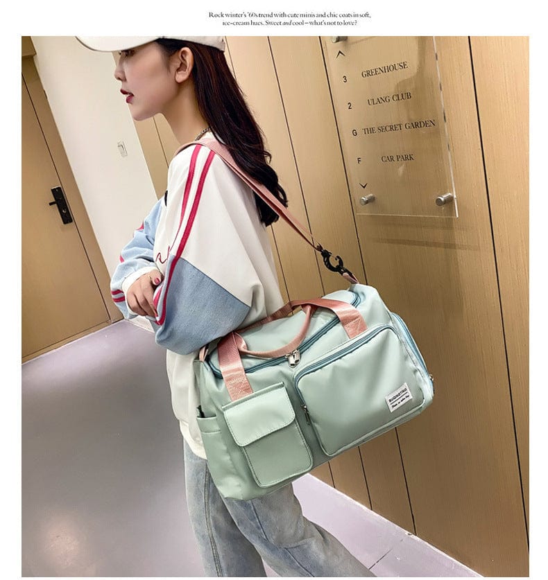Fashion Sports Gym Bag Casual Yoga Large Capacity bag fashion novaa Green With Pink
