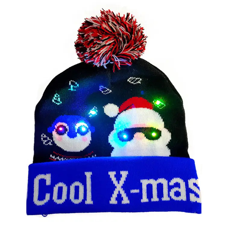LED Christmas Hat Sweater Knitted Beanie Christmas Light Up Knitted Hat Christmas Gift Kids Xmas New Year Decorations Trending Products fashion novaa