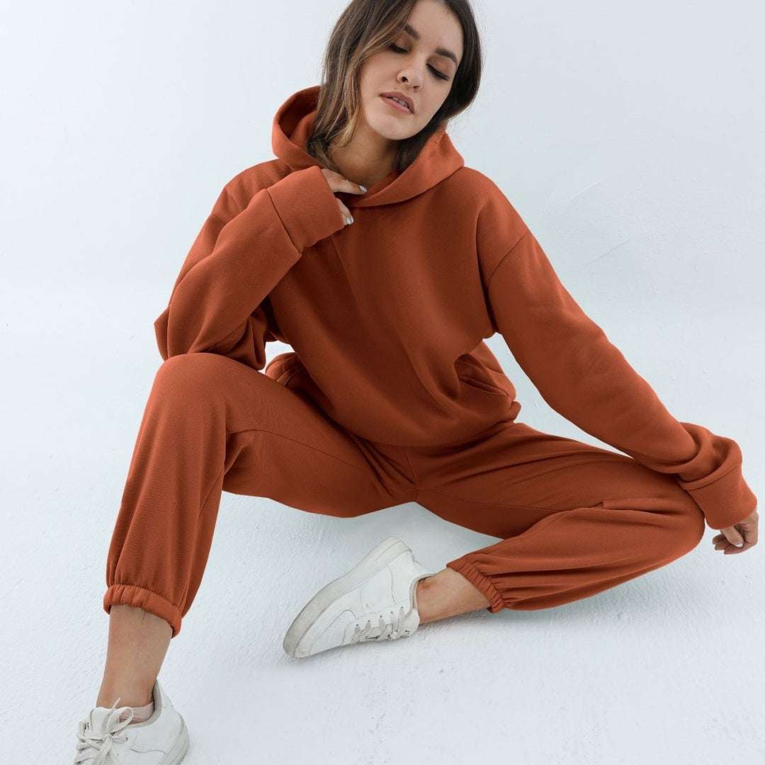 Women's Casual Hooded Sweater Two-piece Suit Clothes Hoodie Tracksuit Trench Coat fashion novaa