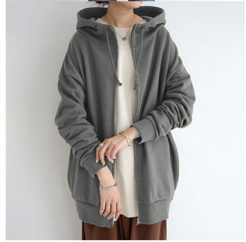Women's Fuzzy Hoodies Long Sport Pullover Hoodie Full-Zip Hoodie Sweatshirt Trench Coat fashion novaa Grey 3XL