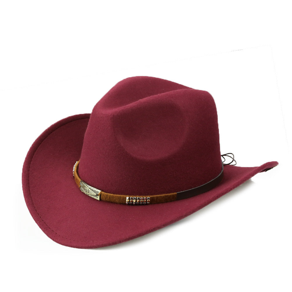 Fashion Personality Hot Selling Woolen Denim Hat hat VISMERA Wine red 56to58cm