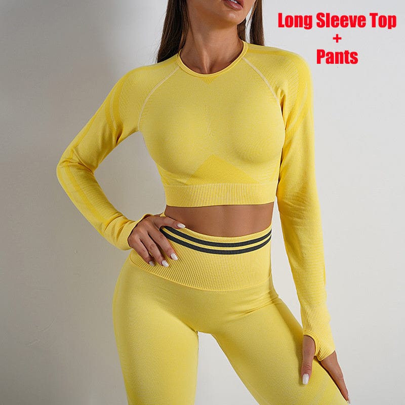 Seamless Yoga Pants Sports Gym Fitness Leggings Or Long Sleeve Tops Outfits Butt Lifting Slim Workout Sportswear Clothing dress fashion novaa