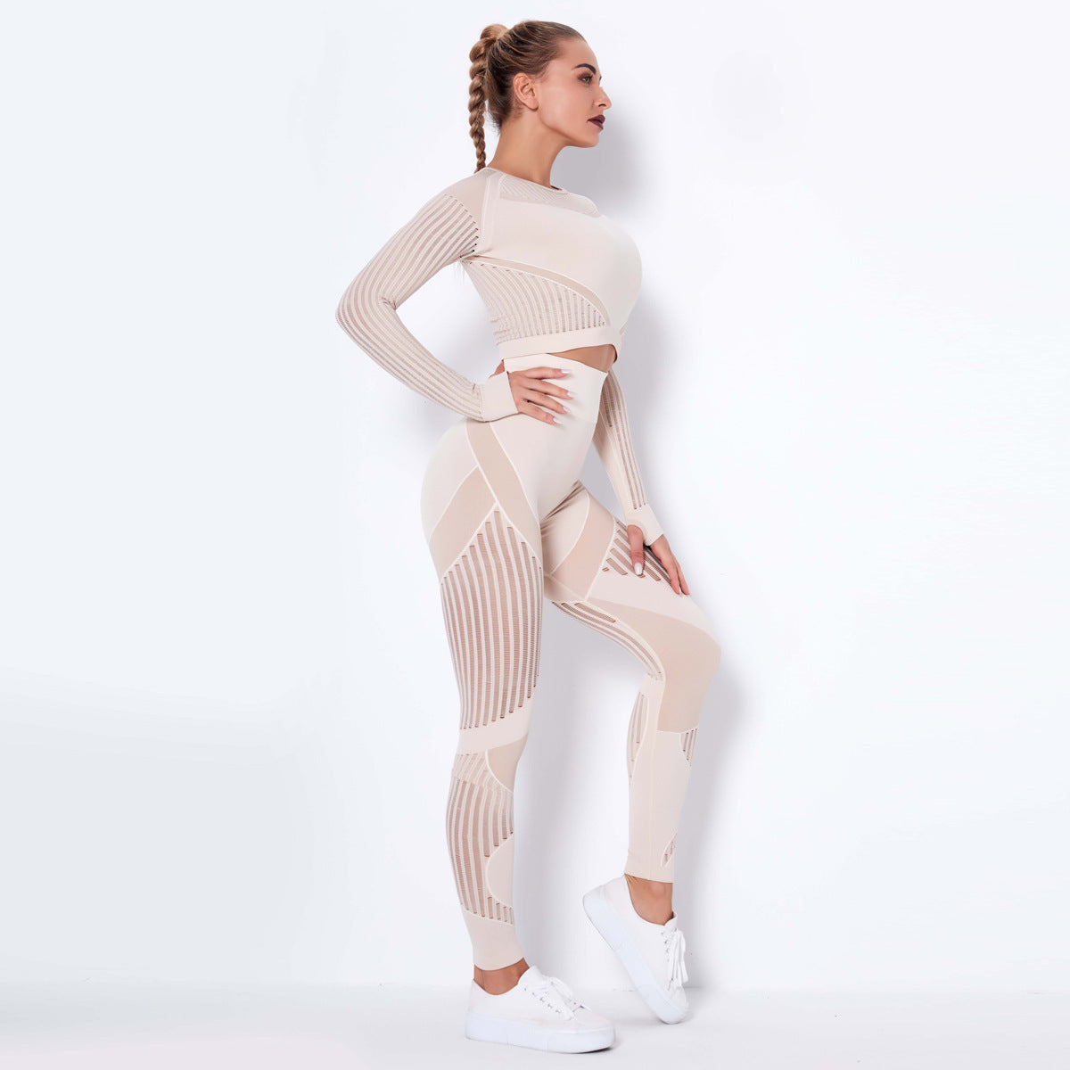 Seamless Knitted Absorbent Yoga Long-Sleeved Suit Yoga Wearsuit Yoga Pants fashion novaa