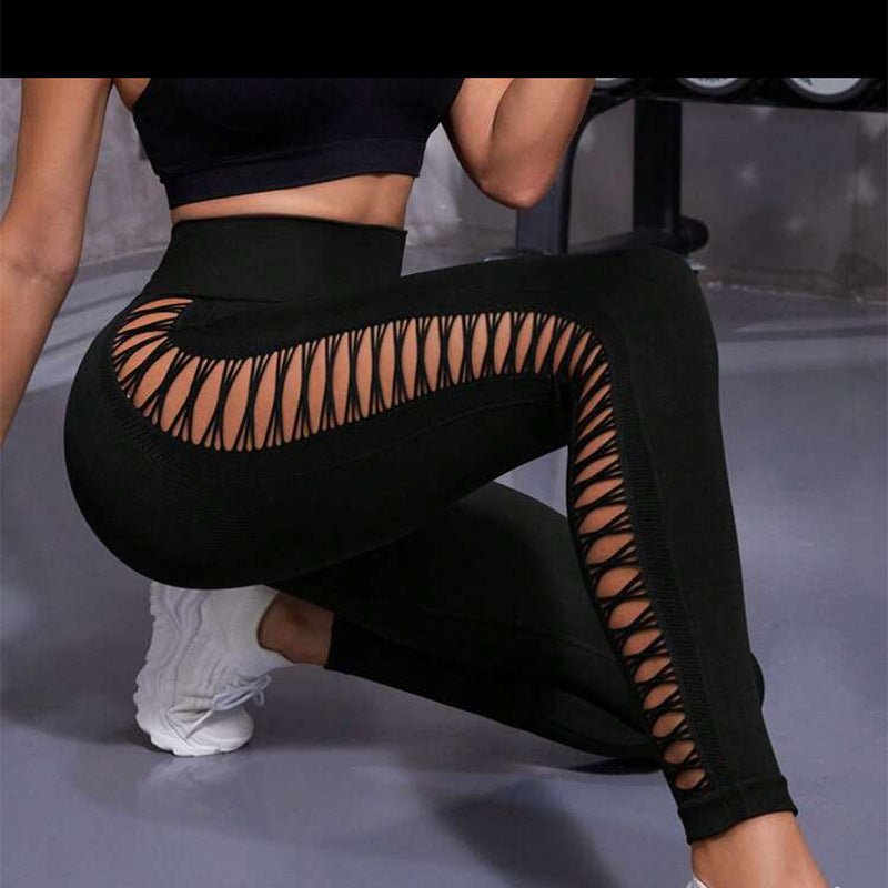 Hollow Tie Dye Printed Yoga Pants High Waist Butt Lift Seamless Sports Gym Fitness Leggings Slim Pants For Women Tight Trousers Yoga Pants fashion novaa