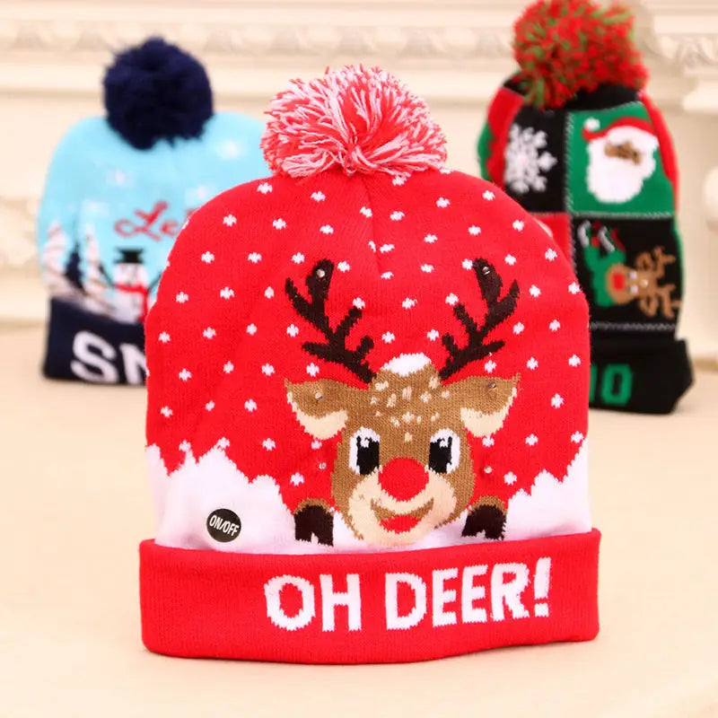 LED Christmas Hat Sweater Knitted Beanie Christmas Light Up Knitted Hat Christmas Gift Kids Xmas New Year Decorations Trending Products fashion novaa