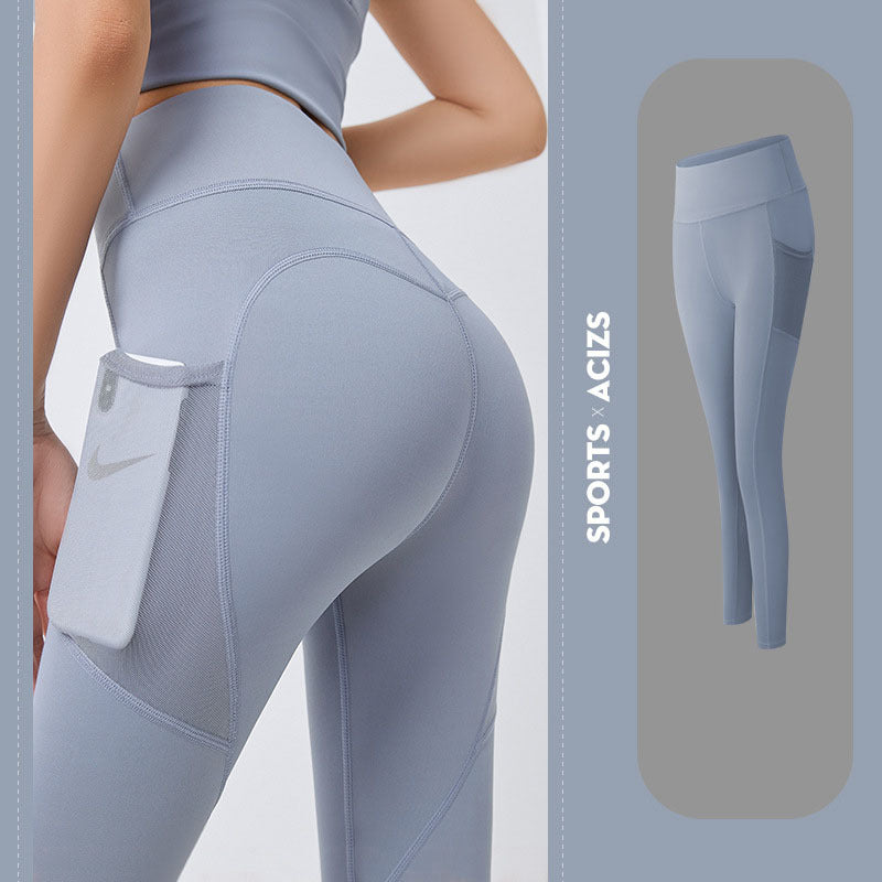 Yoga Pants Women With Pocket Leggings Sport Girl Gym Leggings Women Tummy Control Jogging Tights Female Fitness Pants Yoga Pants fashion novaa Grey Lake Blue 2XL