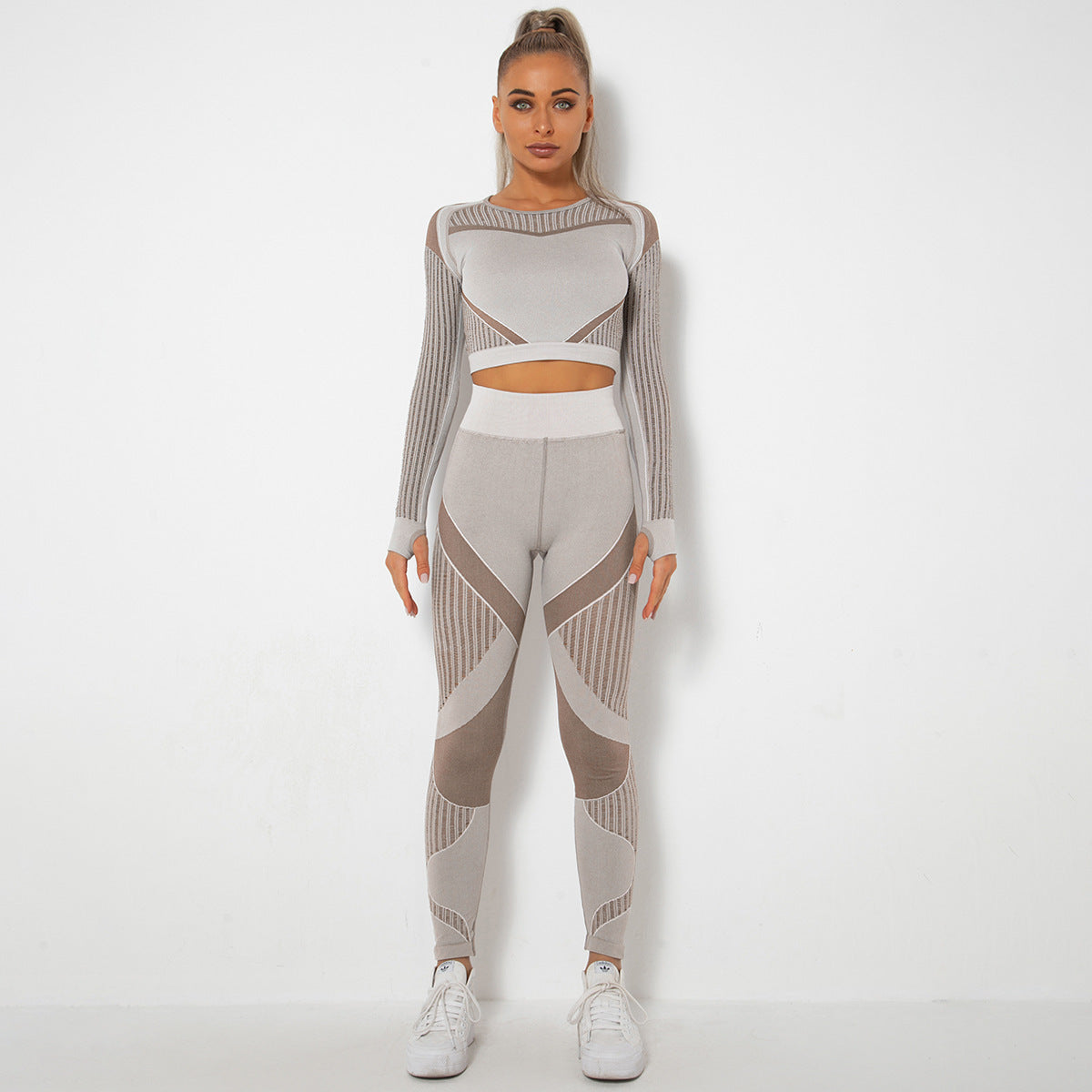 Seamless Knitted Absorbent Yoga Long-Sleeved Suit Yoga Wearsuit Yoga Pants fashion novaa